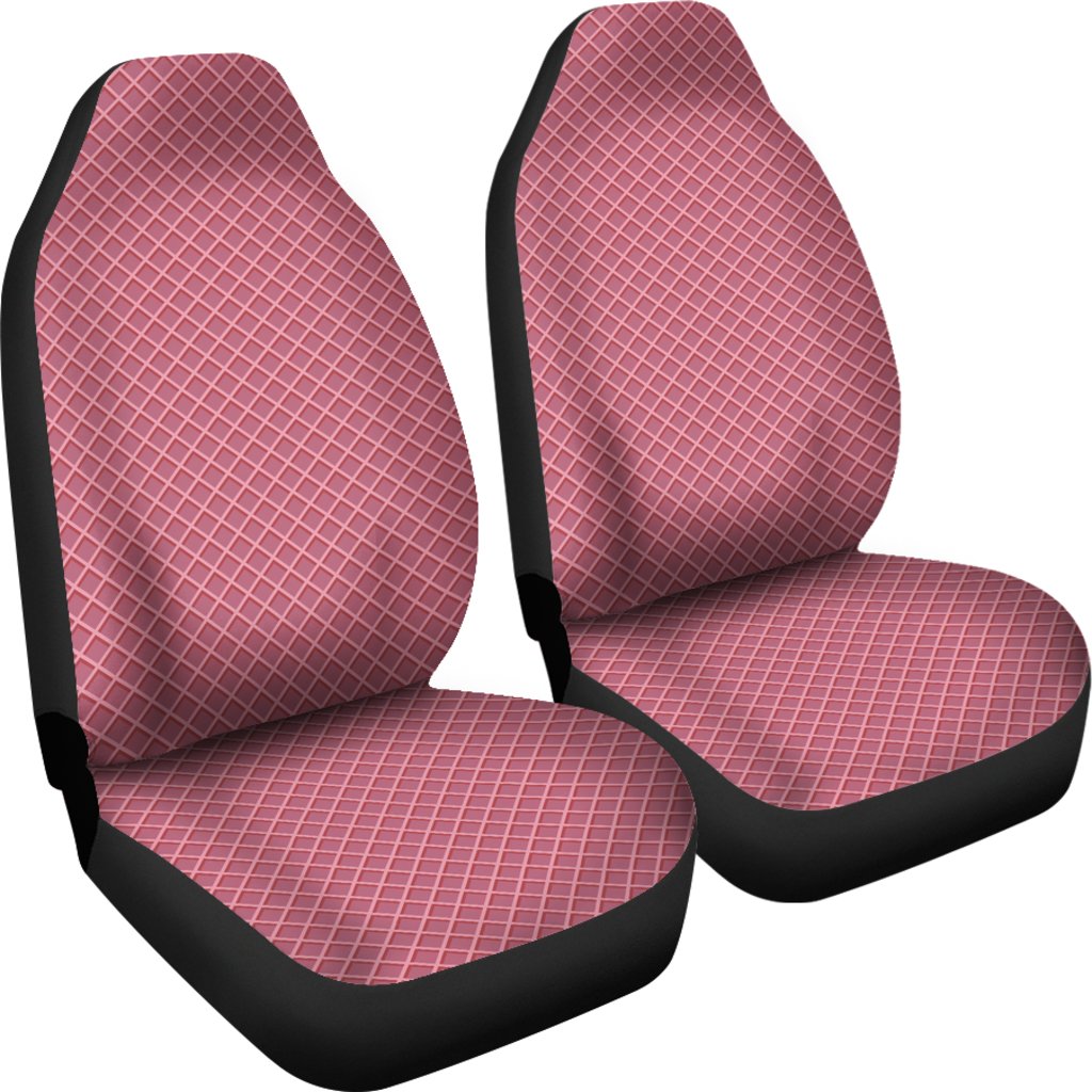 Waffle Pink Pattern Print Universal Fit Car Seat Covers-grizzshop