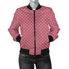 Waffle Pink Pattern Print Women Casual Bomber Jacket-grizzshop