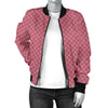 Waffle Pink Pattern Print Women Casual Bomber Jacket-grizzshop