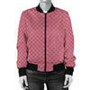 Waffle Pink Pattern Print Women Casual Bomber Jacket-grizzshop