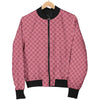 Waffle Pink Pattern Print Women Casual Bomber Jacket-grizzshop