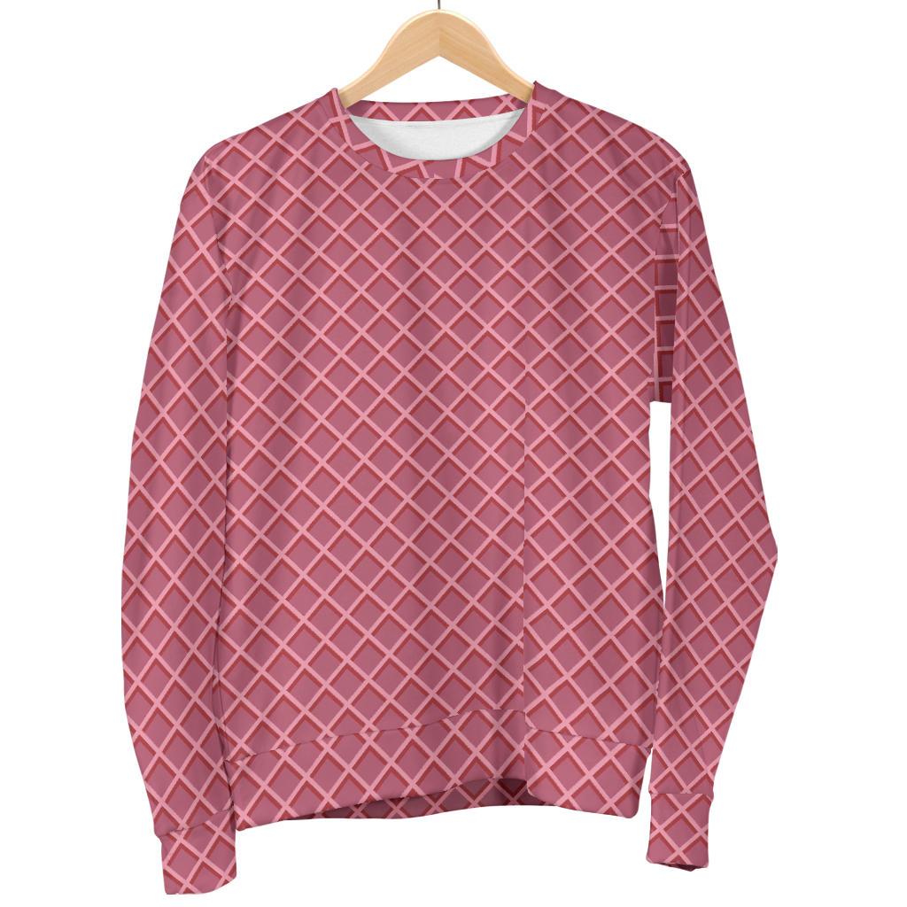 Waffle Pink Pattern Print Women's Sweatshirt-grizzshop