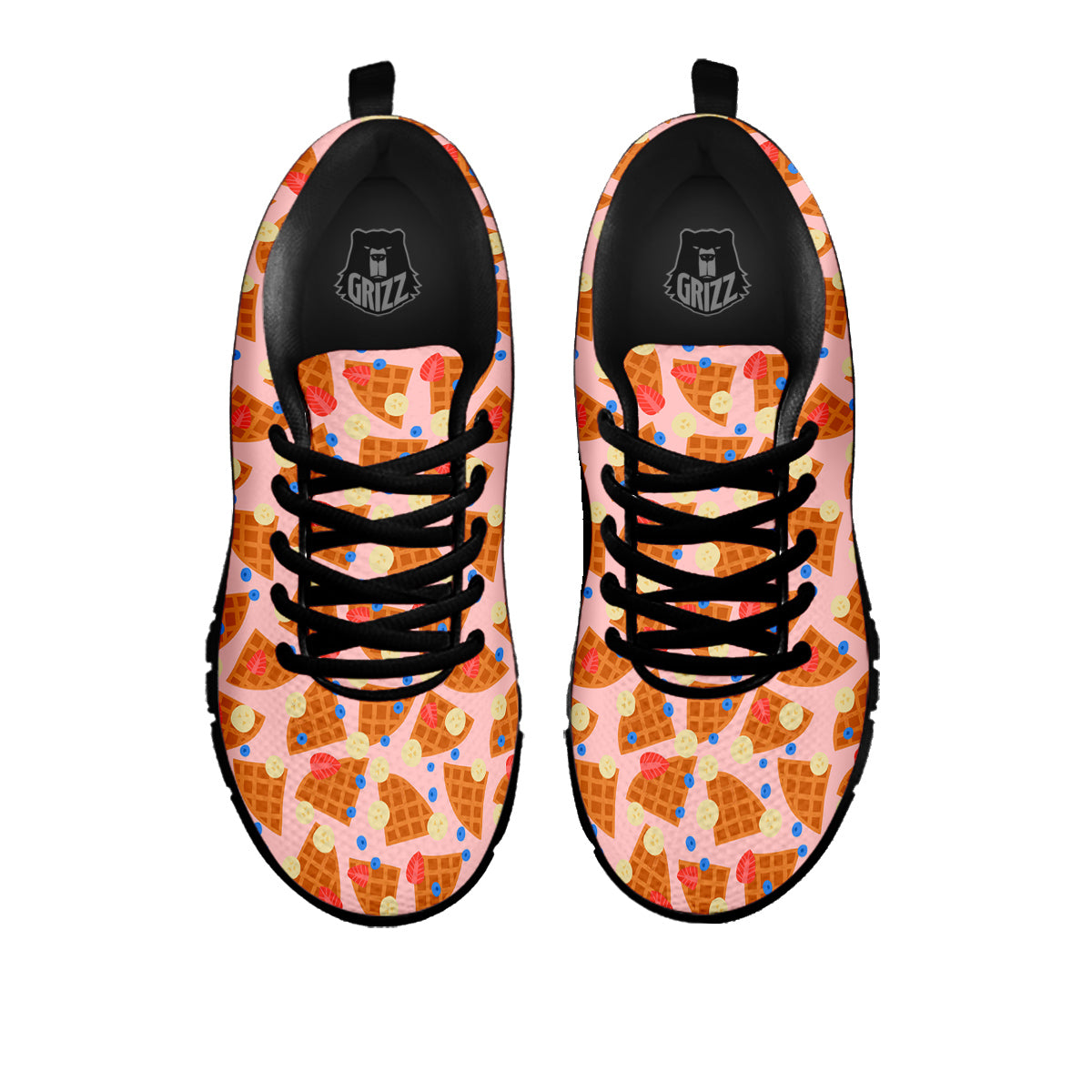 Waffle Print Cute Pattern Black Sneaker-grizzshop