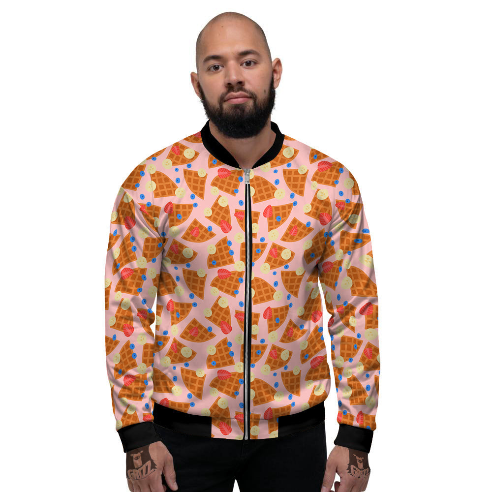 Waffle Print Cute Pattern Men's Bomber Jacket-grizzshop