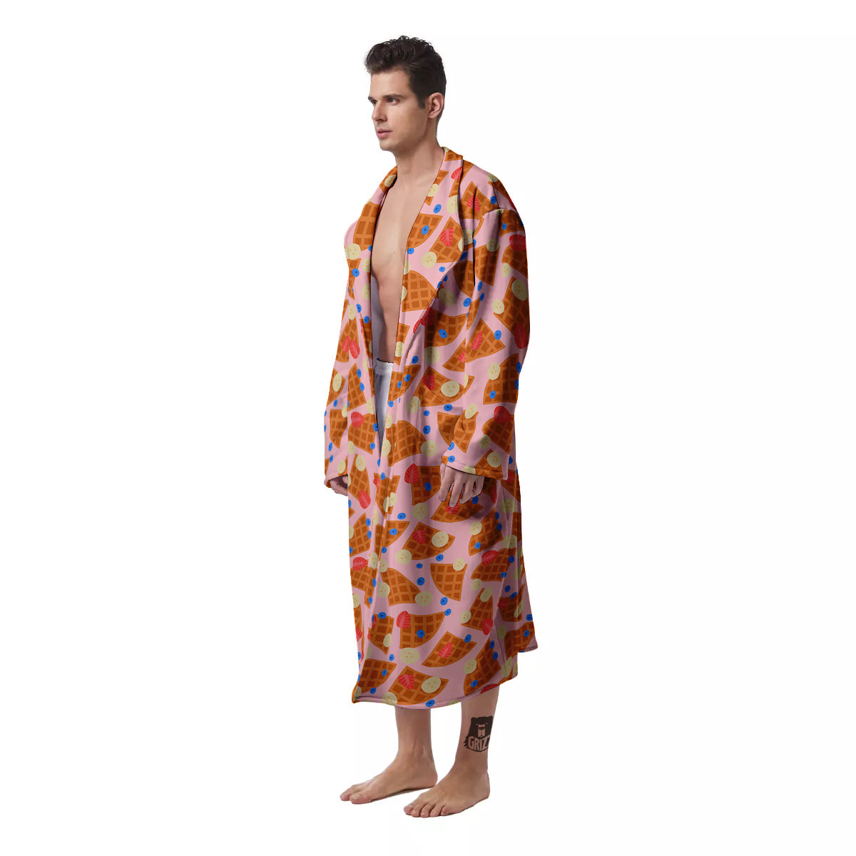 Waffle Print Cute Pattern Men's Robe-grizzshop
