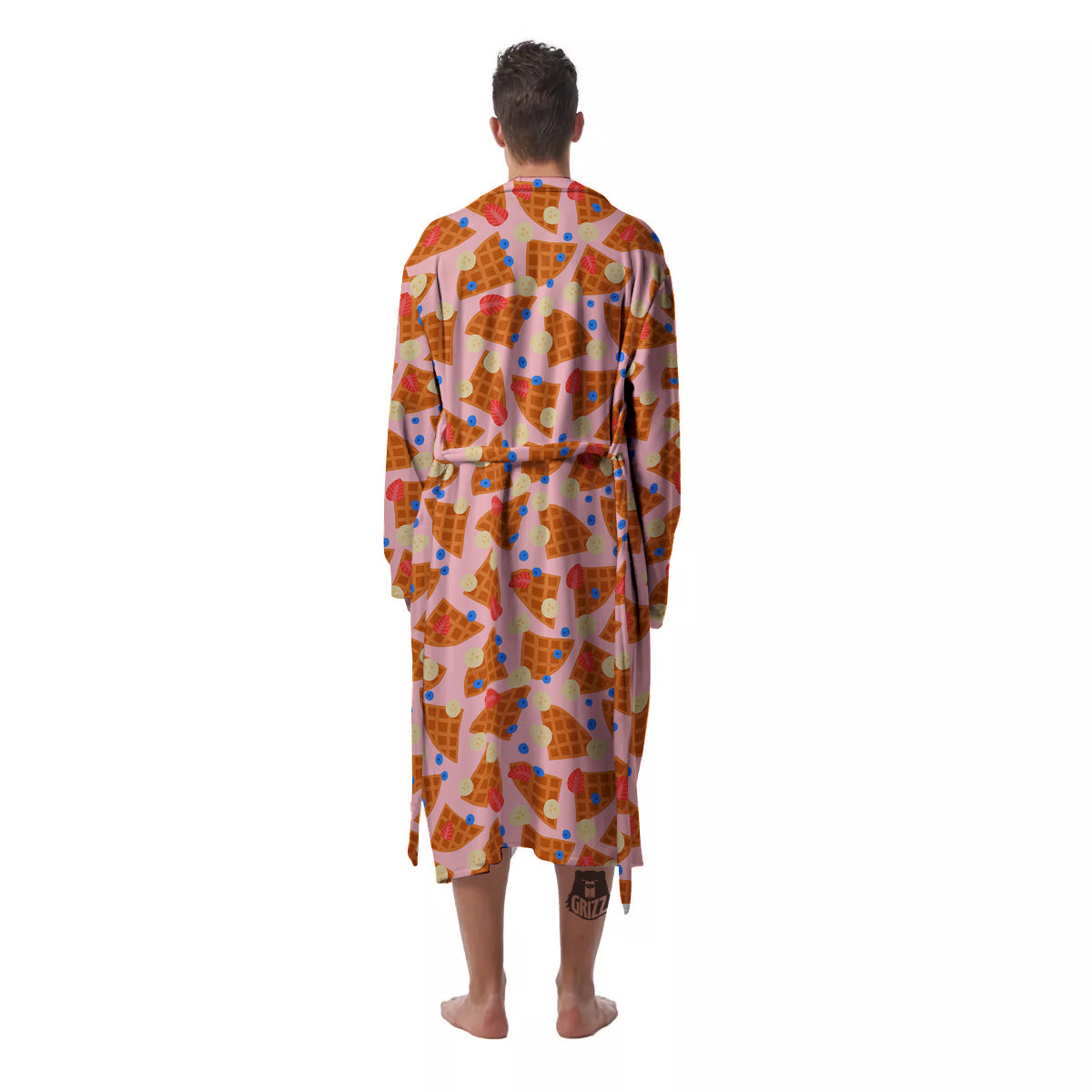 Waffle Print Cute Pattern Men's Robe-grizzshop