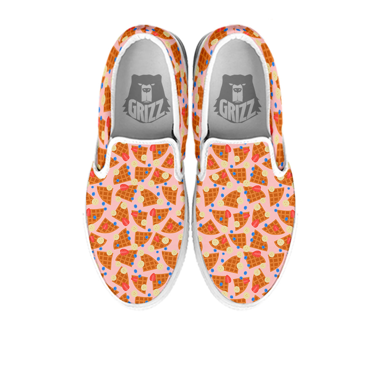 Waffle Print Cute Pattern White Slip On Shoes-grizzshop