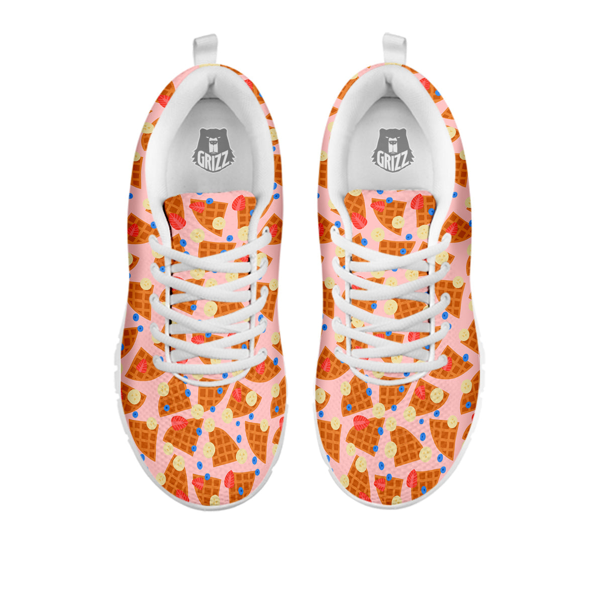 Waffle Print Cute Pattern White Sneaker-grizzshop