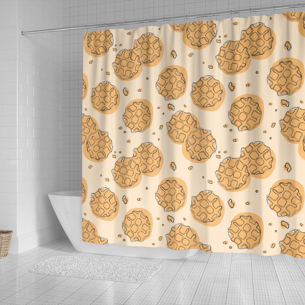 Waffle Print Pattern Bathroom Shower Curtain-grizzshop