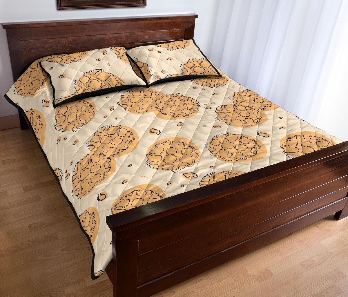 Waffle Print Pattern Bed Set Quilt-grizzshop