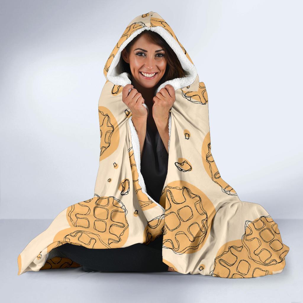 Waffle Print Pattern Hooded Blanket-grizzshop