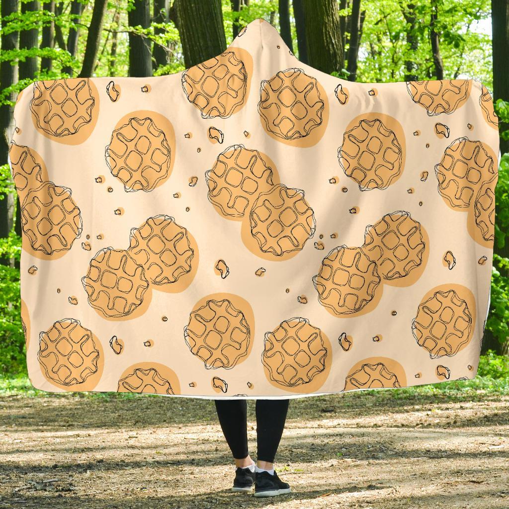 Waffle Print Pattern Hooded Blanket-grizzshop