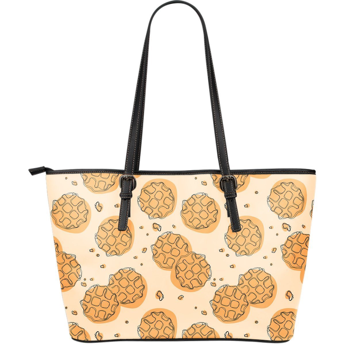 Waffle Print Pattern Leather Tote Bag-grizzshop