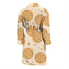 Waffle Print Pattern Men Long Robe-grizzshop