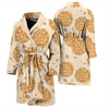 Waffle Print Pattern Men Long Robe-grizzshop