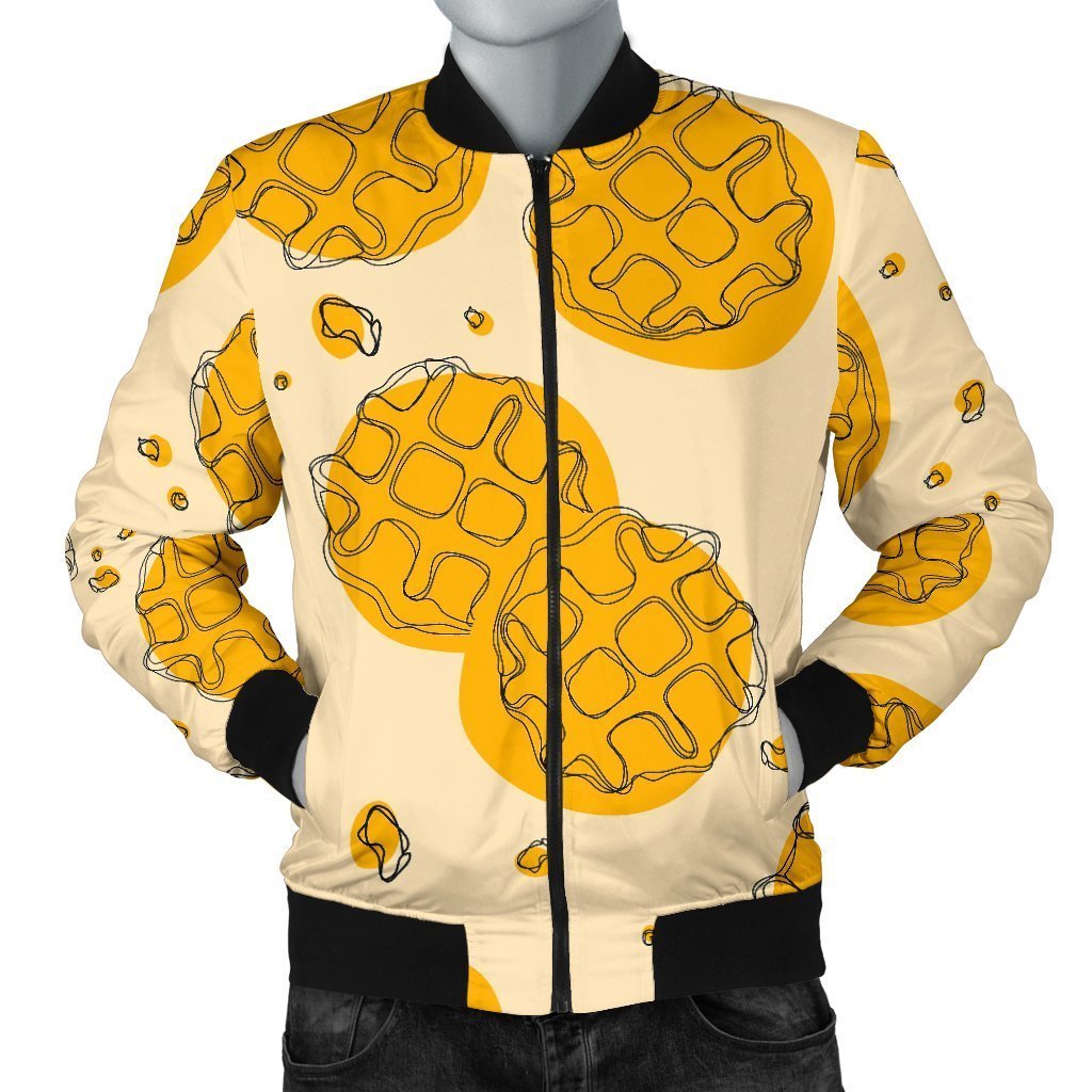 Waffle Print Pattern Men's Bomber Jacket-grizzshop