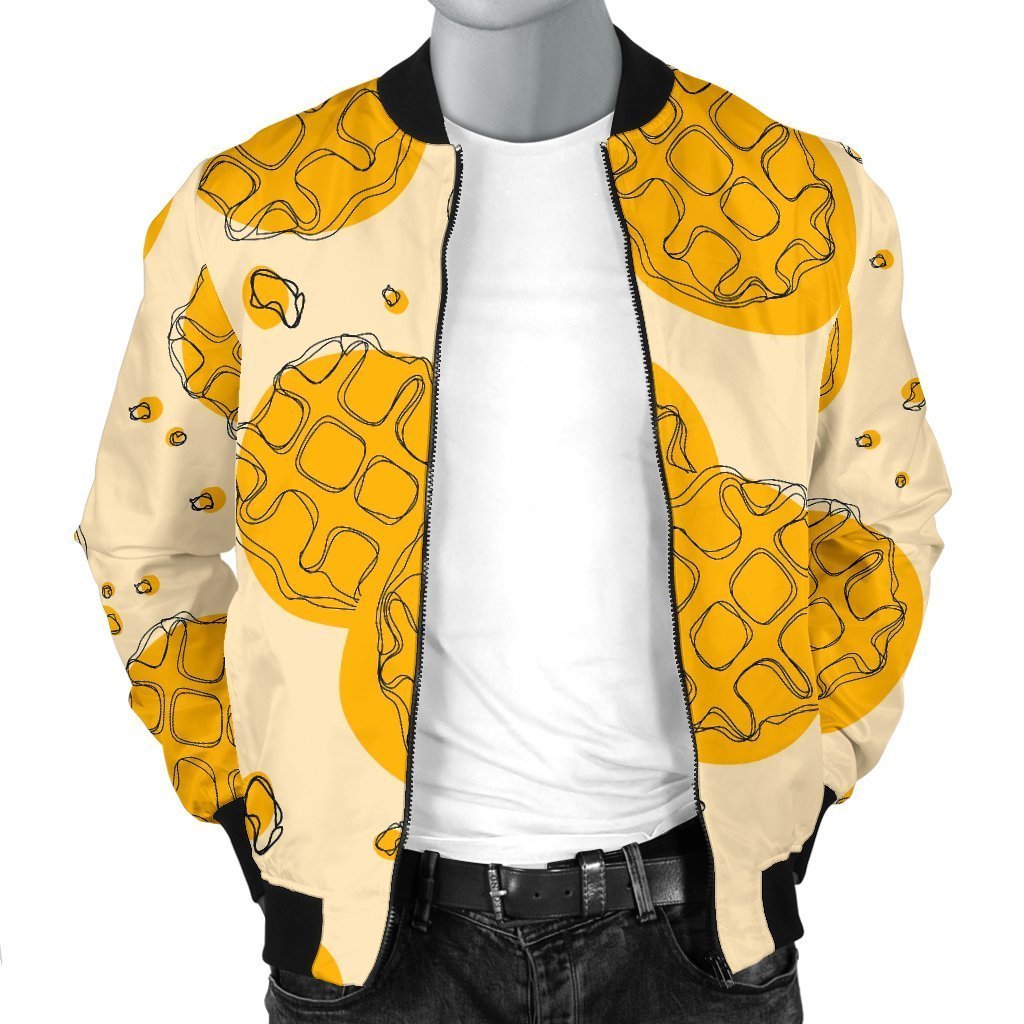 Waffle Print Pattern Men's Bomber Jacket-grizzshop