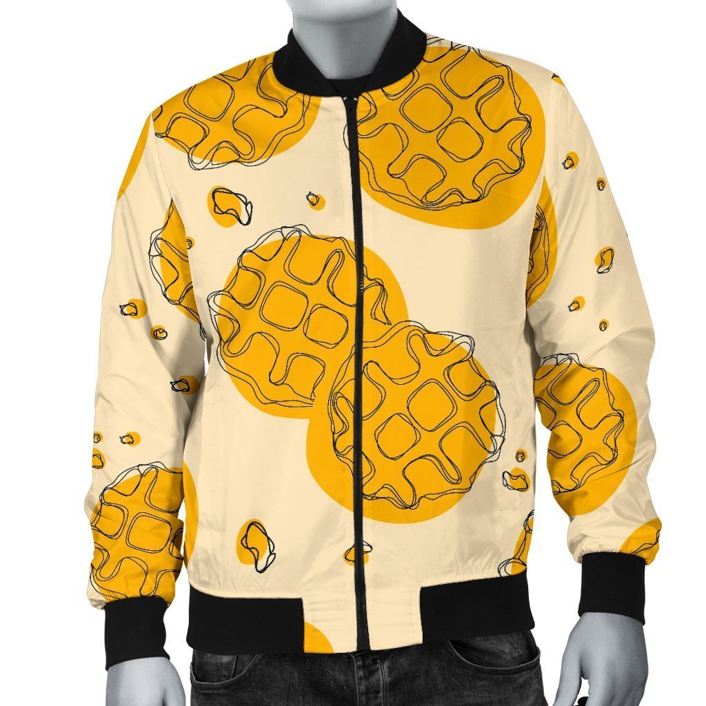 Waffle Print Pattern Men's Bomber Jacket-grizzshop