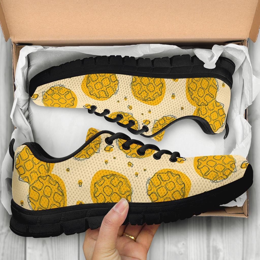 Waffle Print Pattern Sneaker Shoes For Men Women-grizzshop