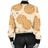 Waffle Print Pattern Women Casual Bomber Jacket-grizzshop