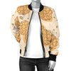 Waffle Print Pattern Women Casual Bomber Jacket-grizzshop