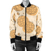 Waffle Print Pattern Women Casual Bomber Jacket-grizzshop