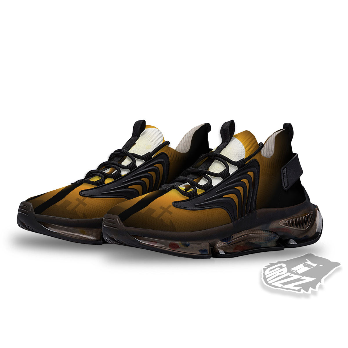 Walking Zombie Halloween Print Black Gym Shoes-grizzshop