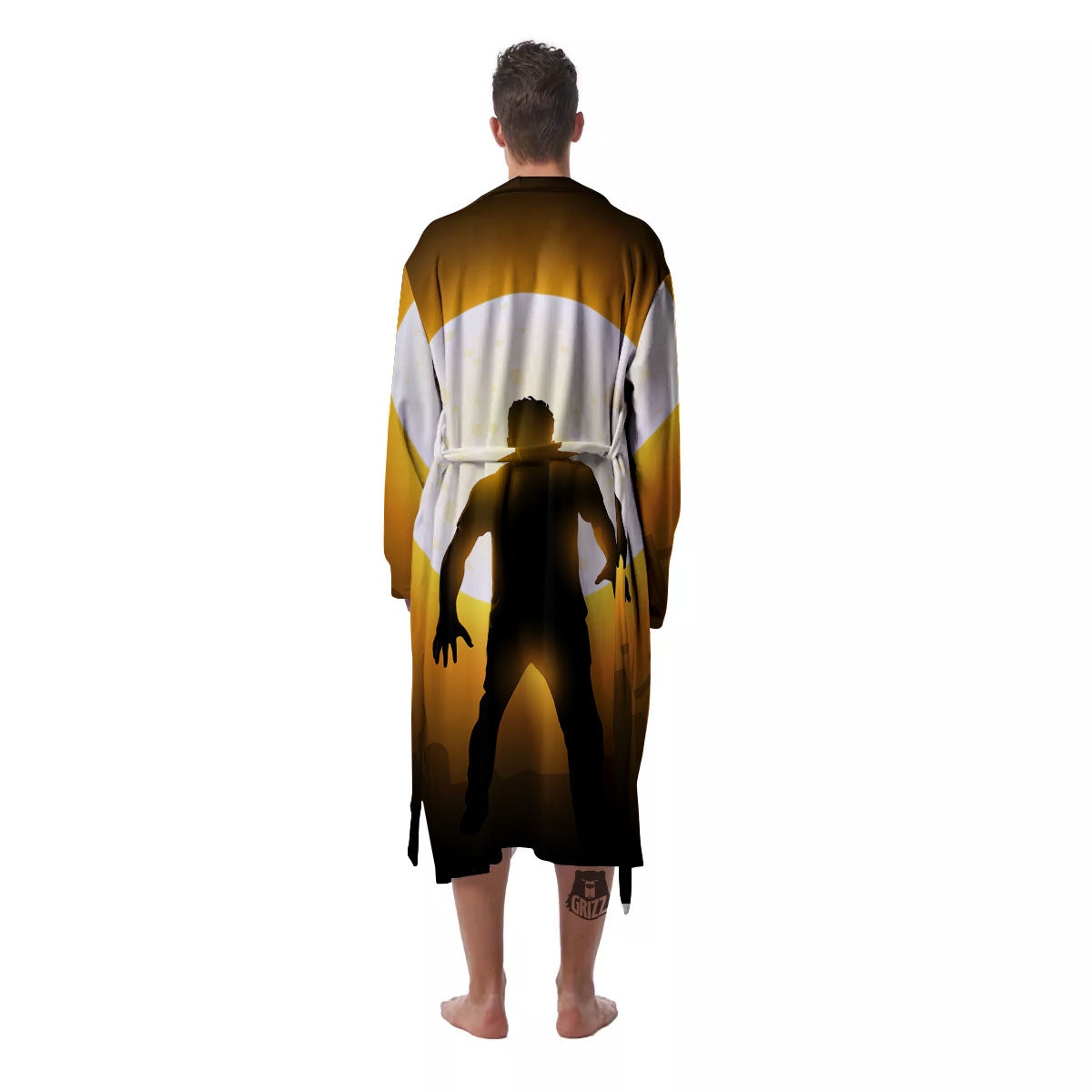 Walking Zombie Halloween Print Men's Robe-grizzshop