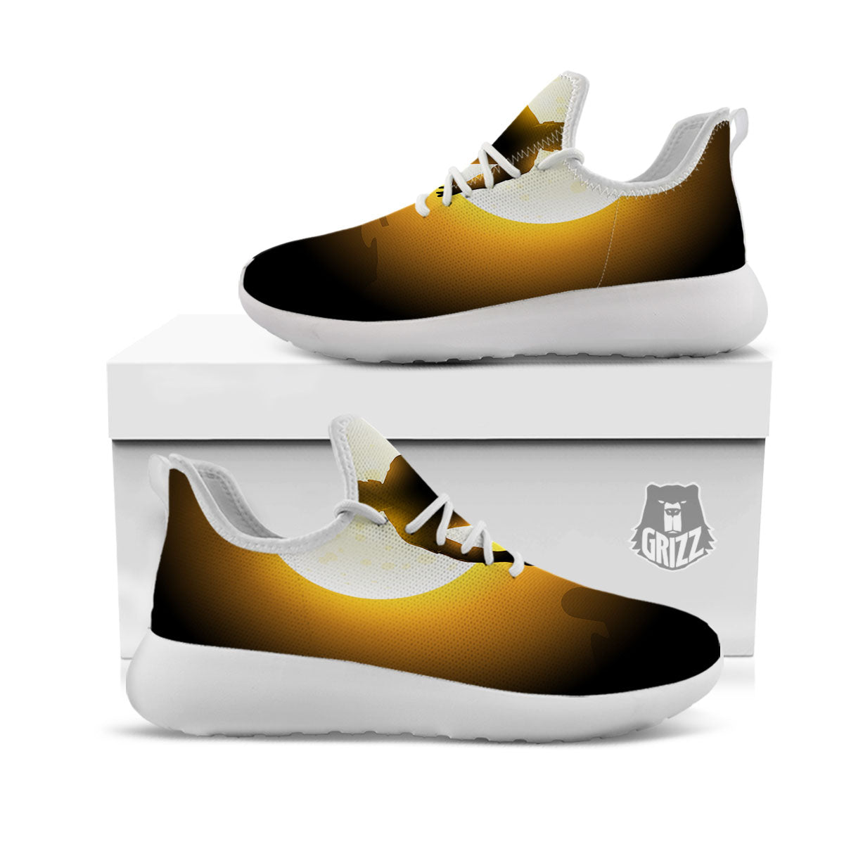 Walking Zombie Halloween Print White Athletic Shoes-grizzshop