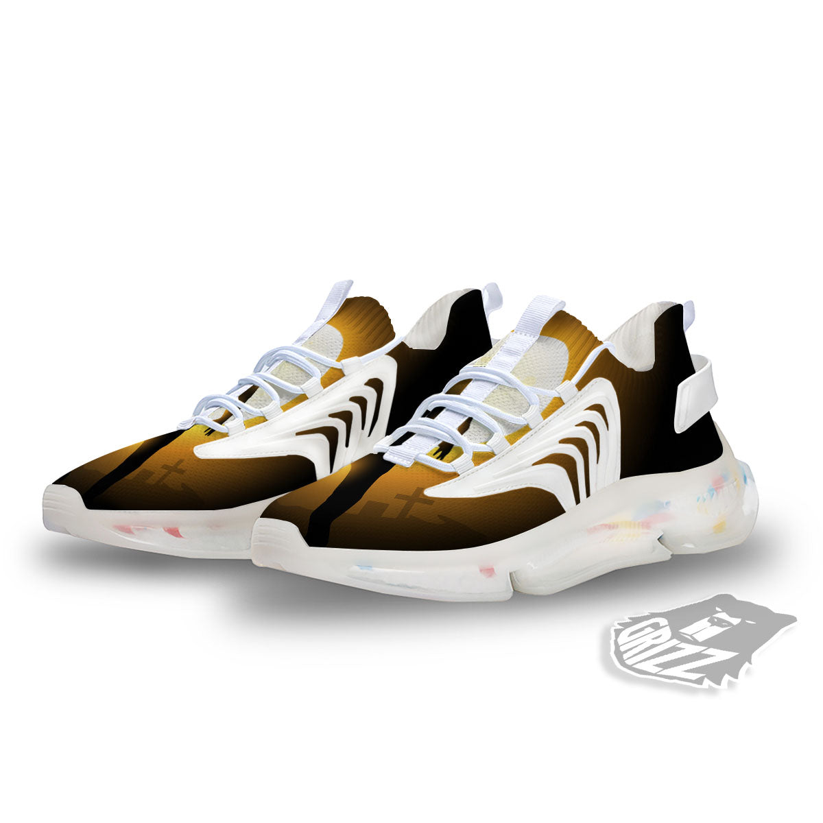 Walking Zombie Halloween Print White Gym Shoes-grizzshop