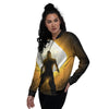 Walking Zombie Halloween Print Women's Bomber Jacket-grizzshop