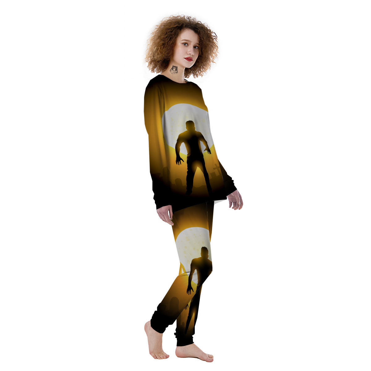 Walking Zombie Halloween Print Women's Pajamas-grizzshop