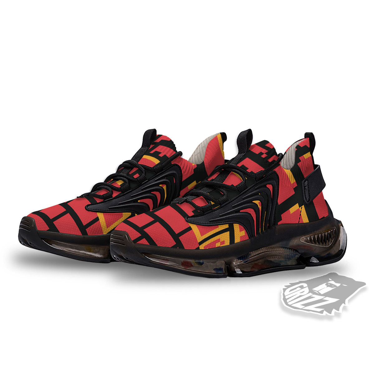Wall Orange 8-Bit Pixel Print Black Gym Shoes-grizzshop