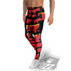 Wall Orange 8-Bit Pixel Print Men's Leggings-grizzshop