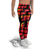 Wall Orange 8-Bit Pixel Print Men's Leggings-grizzshop