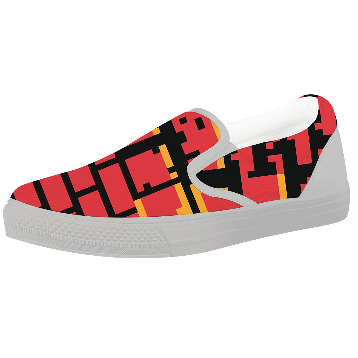 Wall Orange 8-Bit Pixel Print White Slip On Shoes-grizzshop