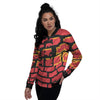 Wall Orange 8-Bit Pixel Print Women's Bomber Jacket-grizzshop