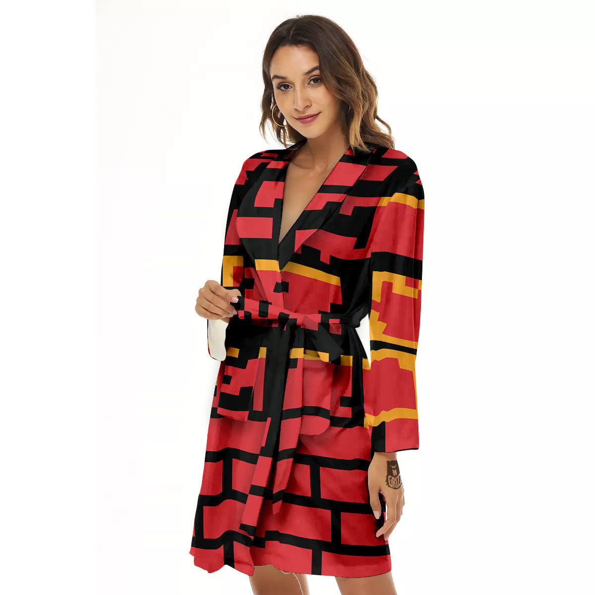 Wall Orange 8-Bit Pixel Print Women's Robe-grizzshop