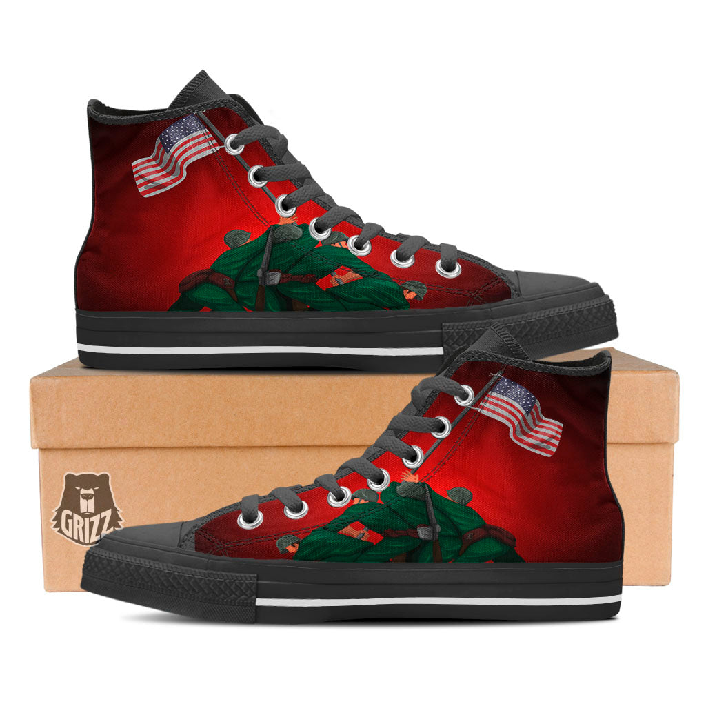 War Memorial American Print Black High Top Shoes-grizzshop