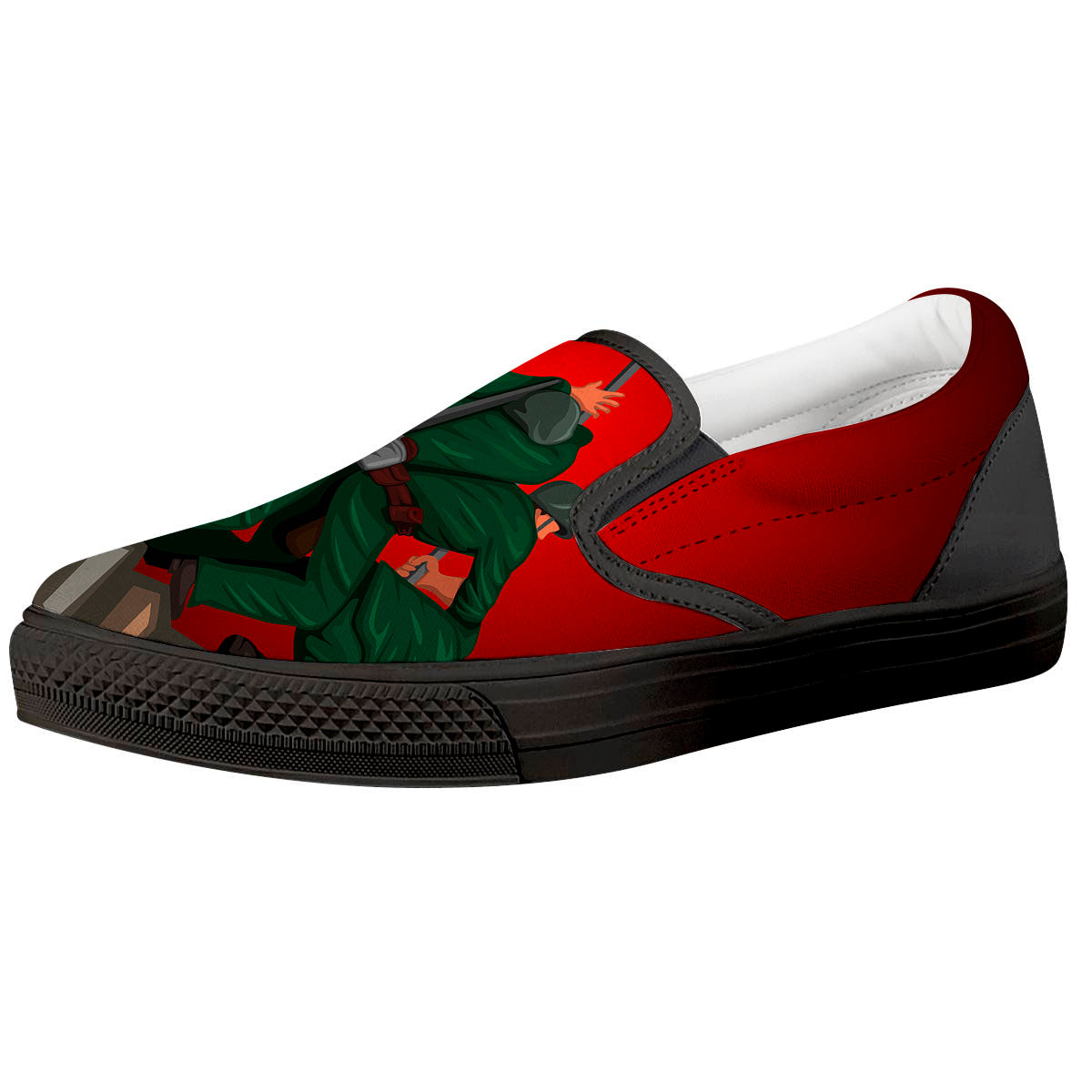 War Memorial American Print Black Slip On Shoes-grizzshop