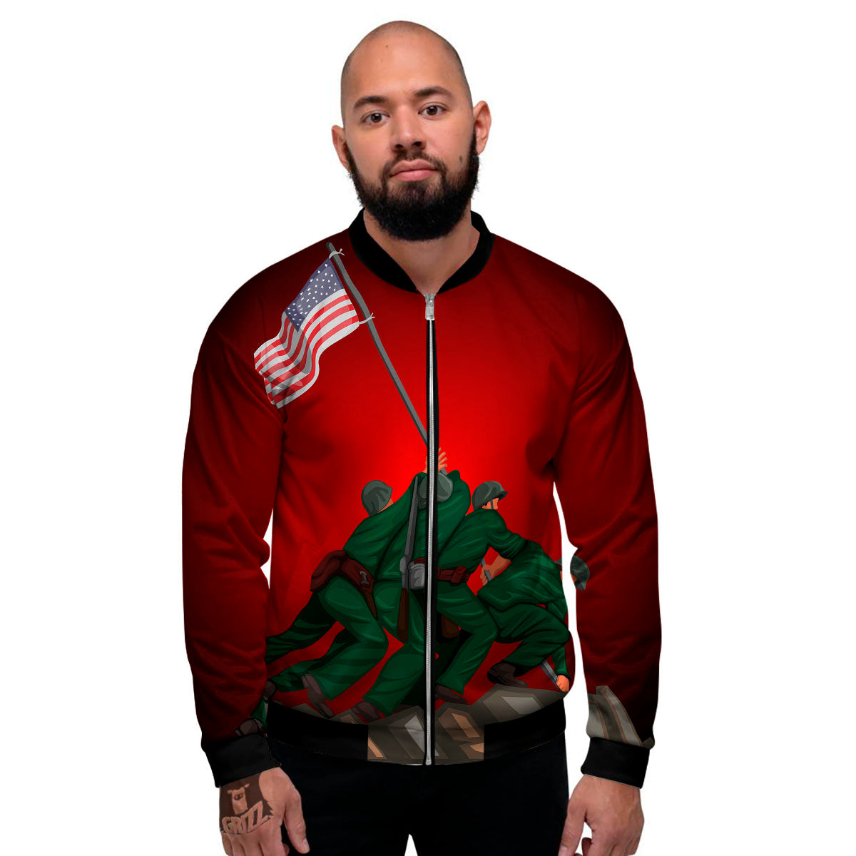 War Memorial American Print Men's Bomber Jacket-grizzshop