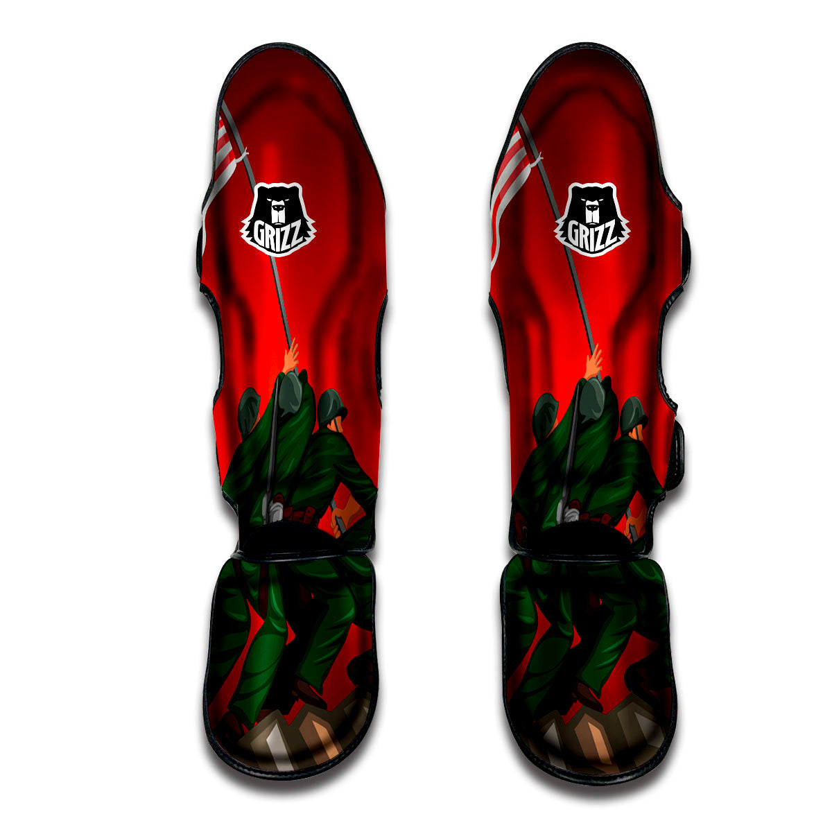 War Memorial American Print Muay Thai Shin Guards-grizzshop