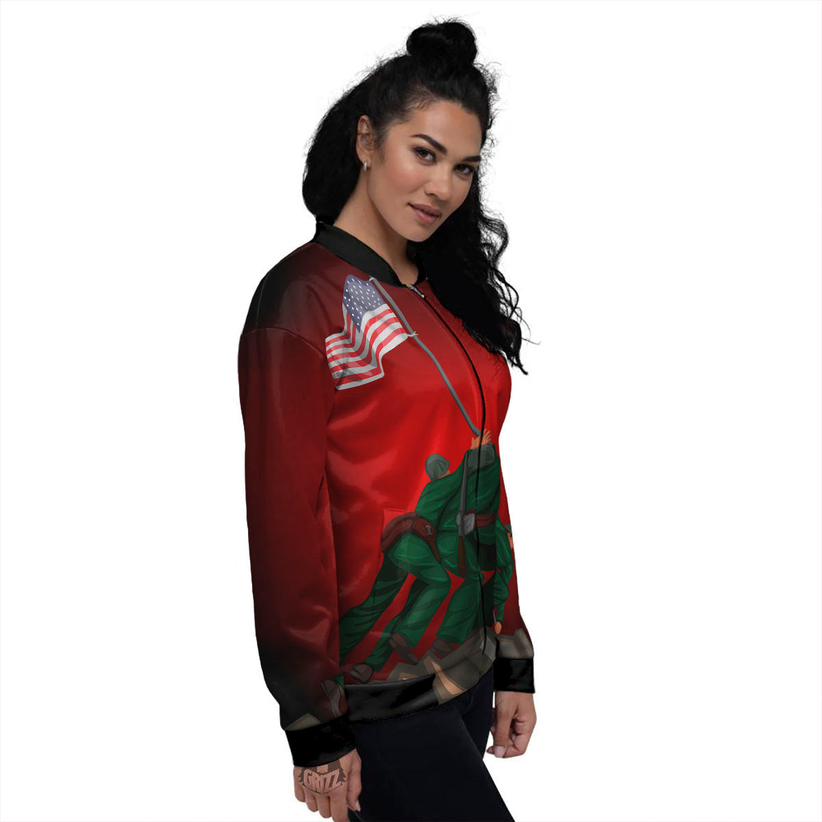 War Memorial American Print Women's Bomber Jacket-grizzshop