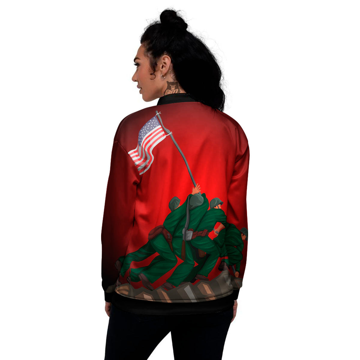 War Memorial American Print Women's Bomber Jacket-grizzshop