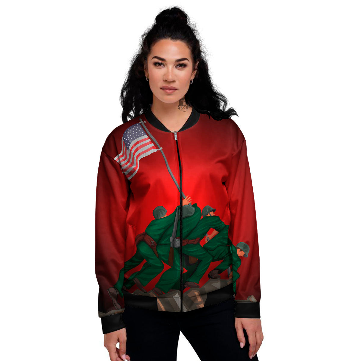 War Memorial American Print Women's Bomber Jacket-grizzshop