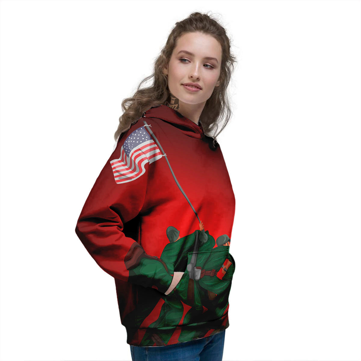 War Memorial American Print Women's Hoodie-grizzshop