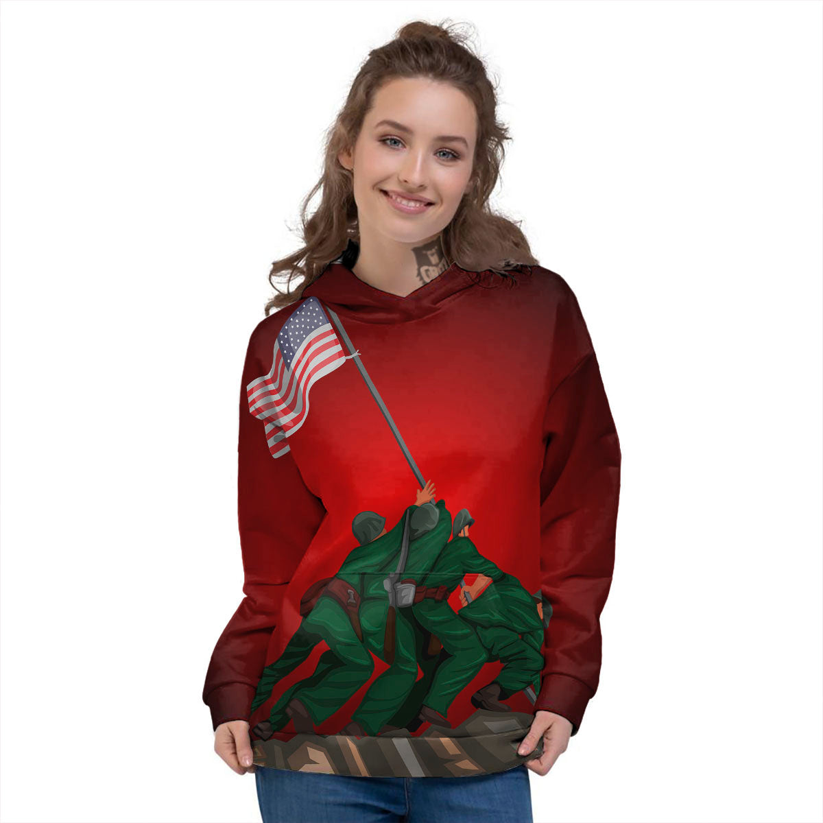 War Memorial American Print Women's Hoodie-grizzshop