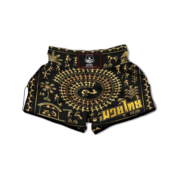Artwork Glitter Silver Print Muay Thai Boxing Shorts
