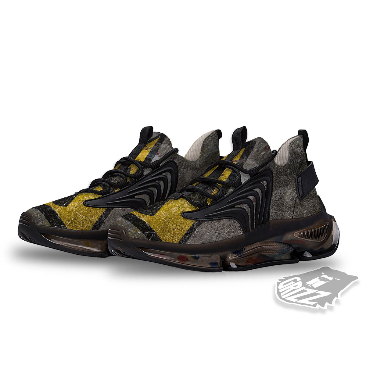 Warning Nuclear Symbol Print Black Gym Shoes-grizzshop