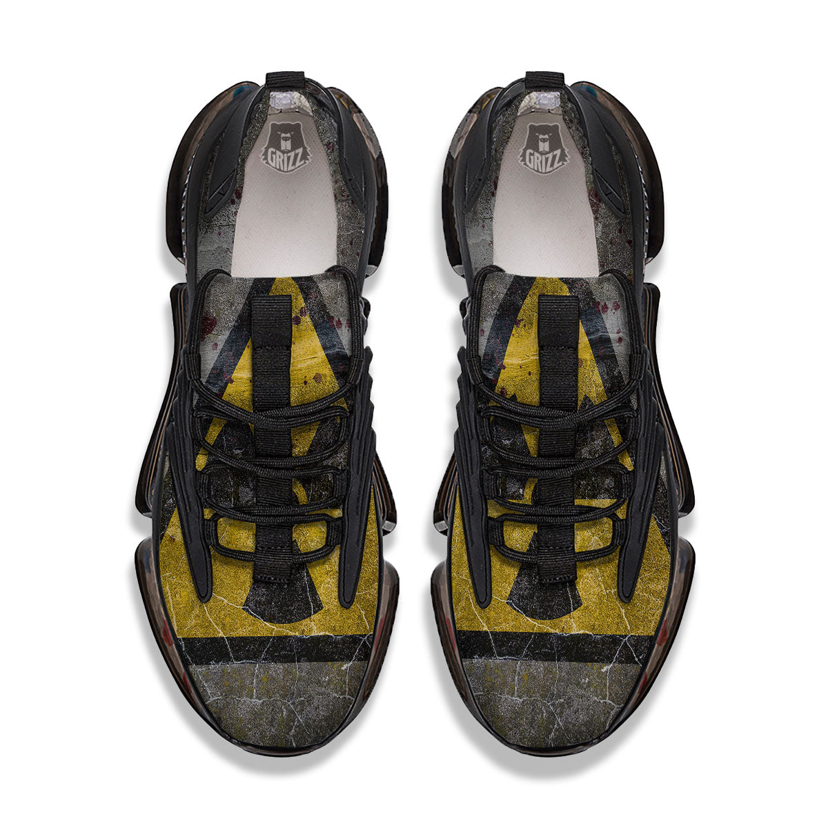 Warning Nuclear Symbol Print Black Gym Shoes-grizzshop